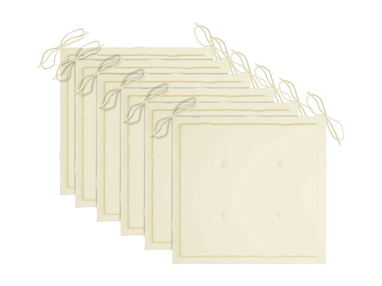 Chaises de jardin avec coussins crème lot de 6 Bois teck massif