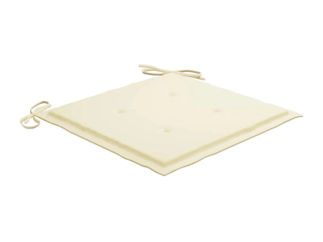 Chaises de jardin avec coussins crème lot de 6 Bois teck massif