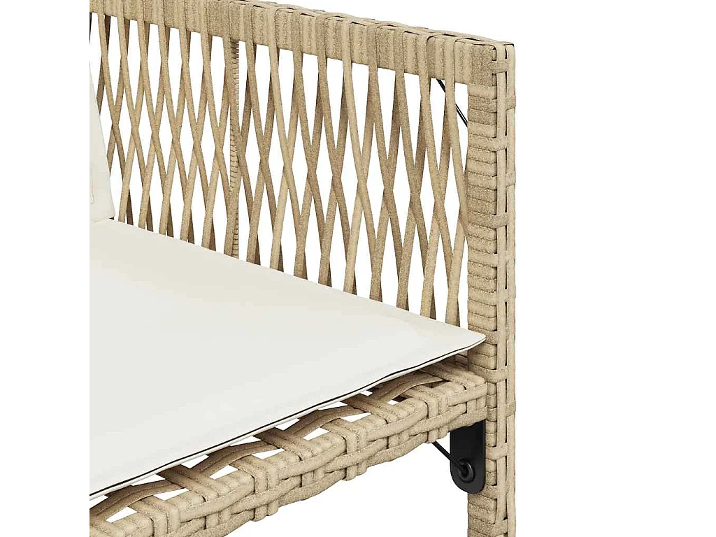 Juego de 4 sillas de jardín con cojines de resina tejida beige