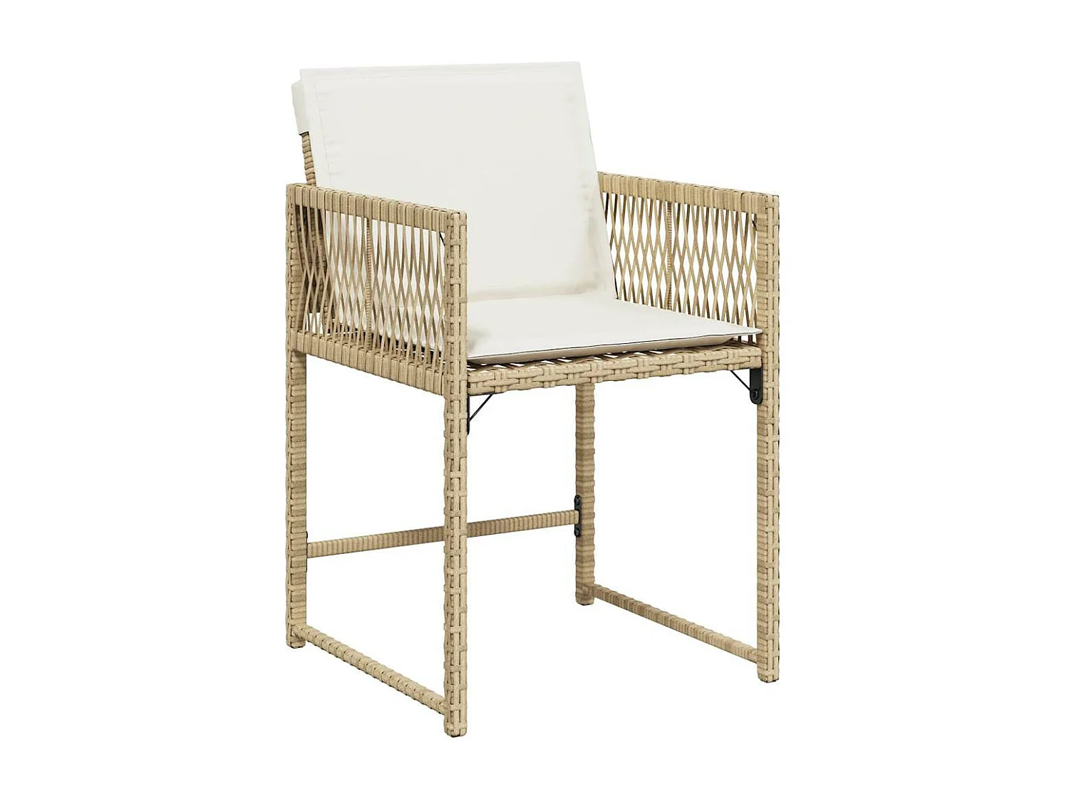 Chaises de jardin avec coussins lot de 4 beige résine tressée