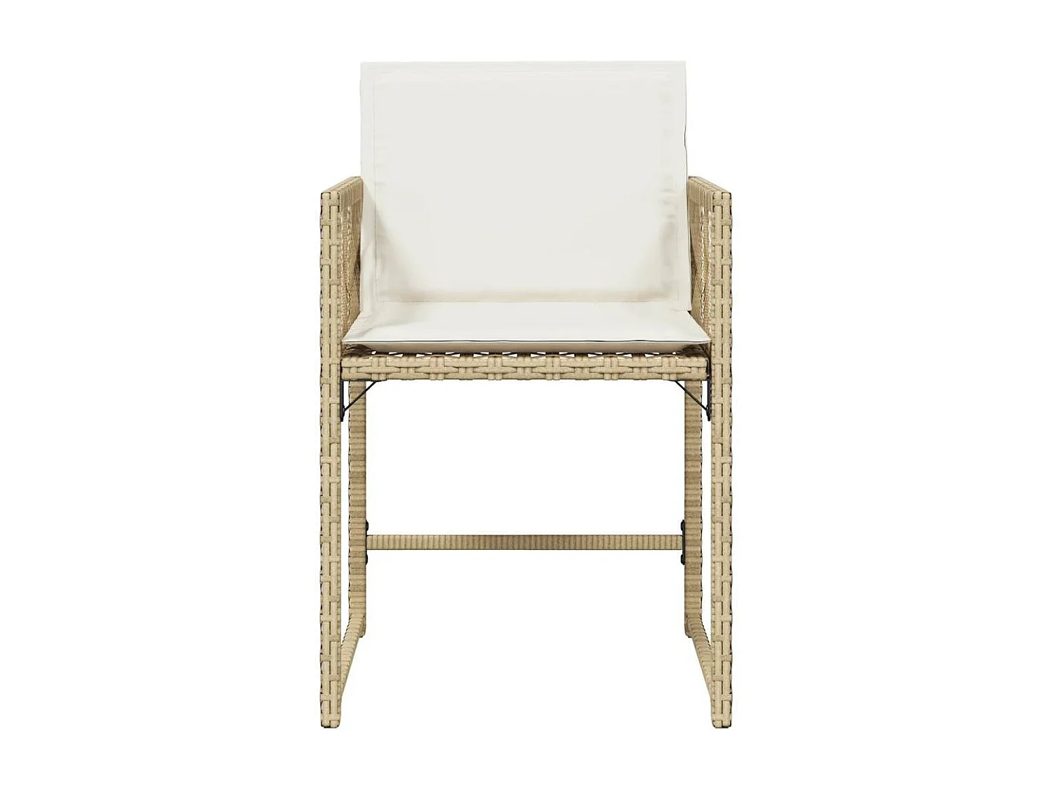 Chaises de jardin avec coussins lot de 4 beige résine tressée