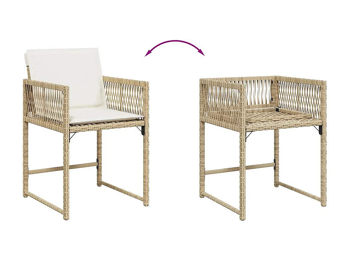 Chaises de jardin avec coussins lot de 4 beige résine tressée