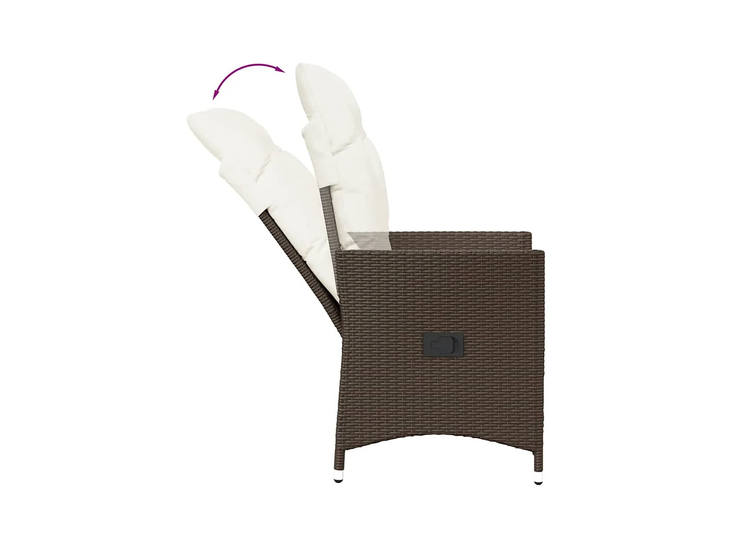 Chaises inclinables de jardin lot de 2 et coussins marron rotin