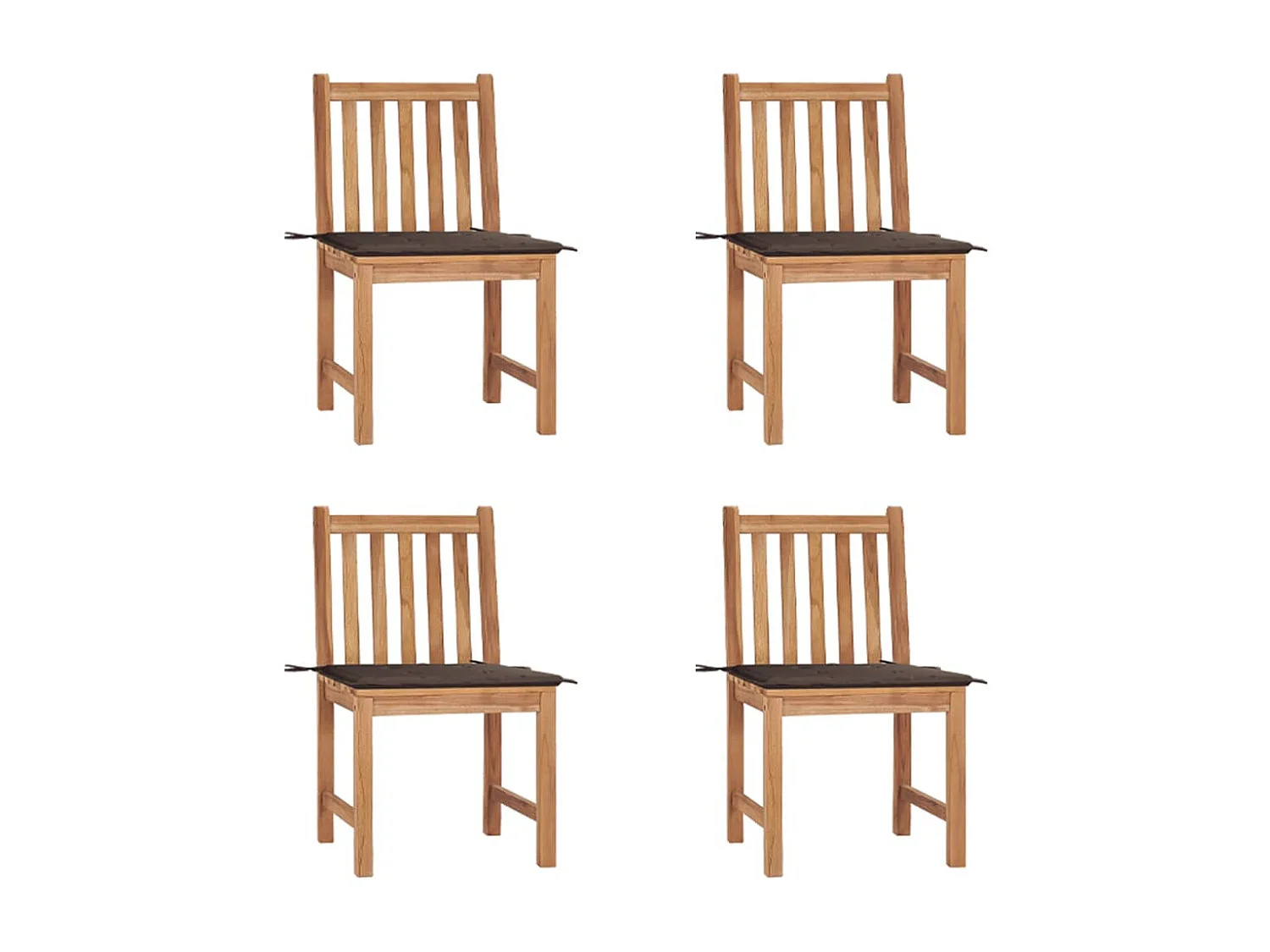 Chaises de jardin lot de 4 avec coussins Bois de teck massif