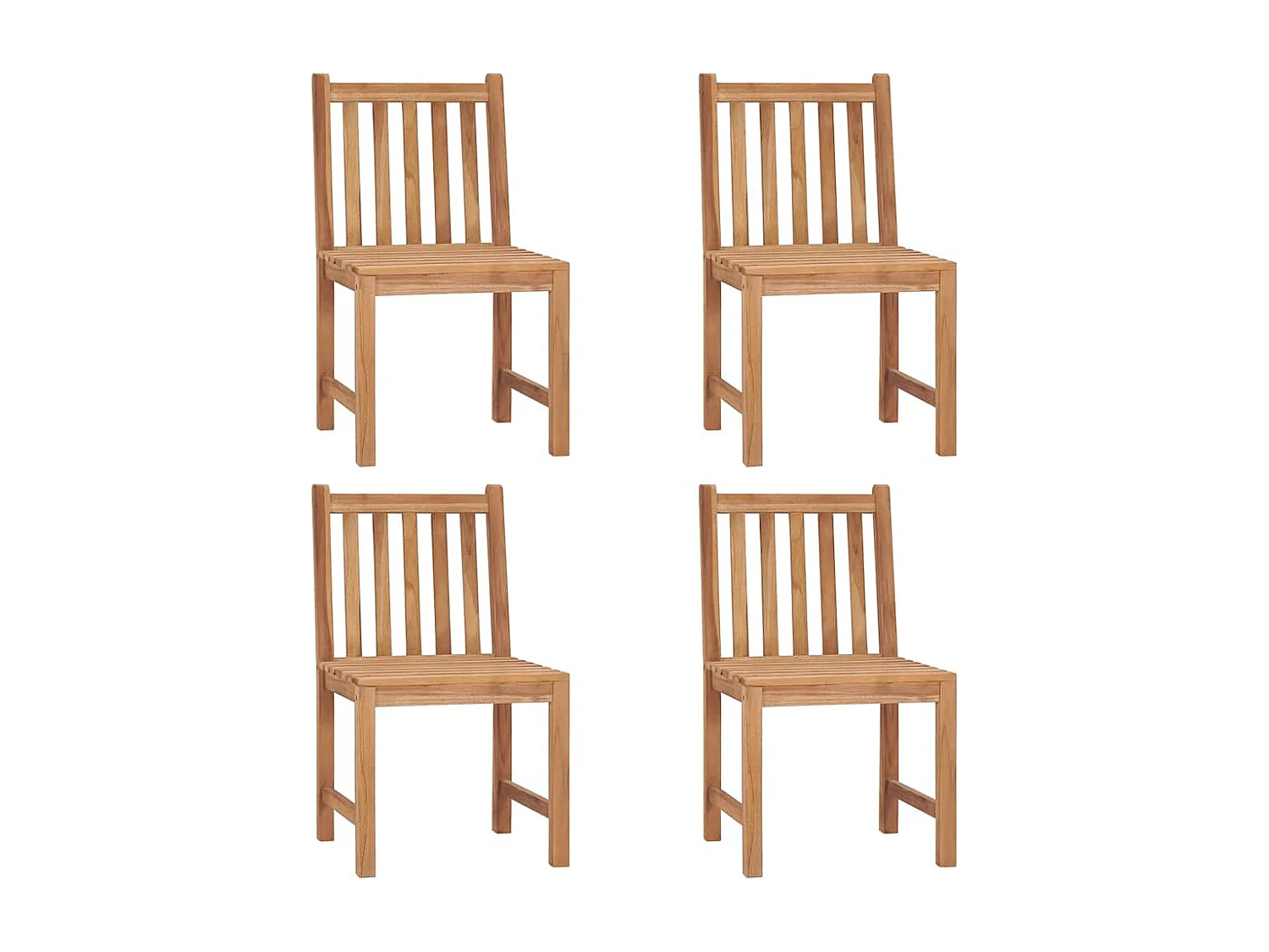 Chaises de jardin lot de 4 avec coussins Bois de teck massif