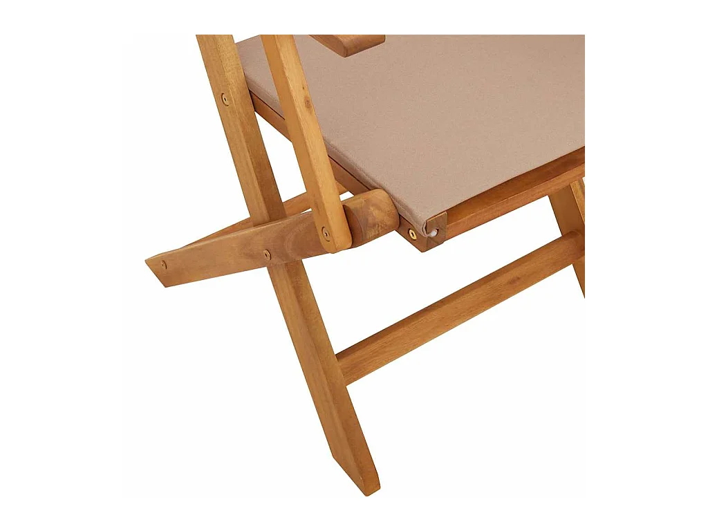 Set di 2 sedie da giardino in legno massello di acacia e tessuto color tortora
