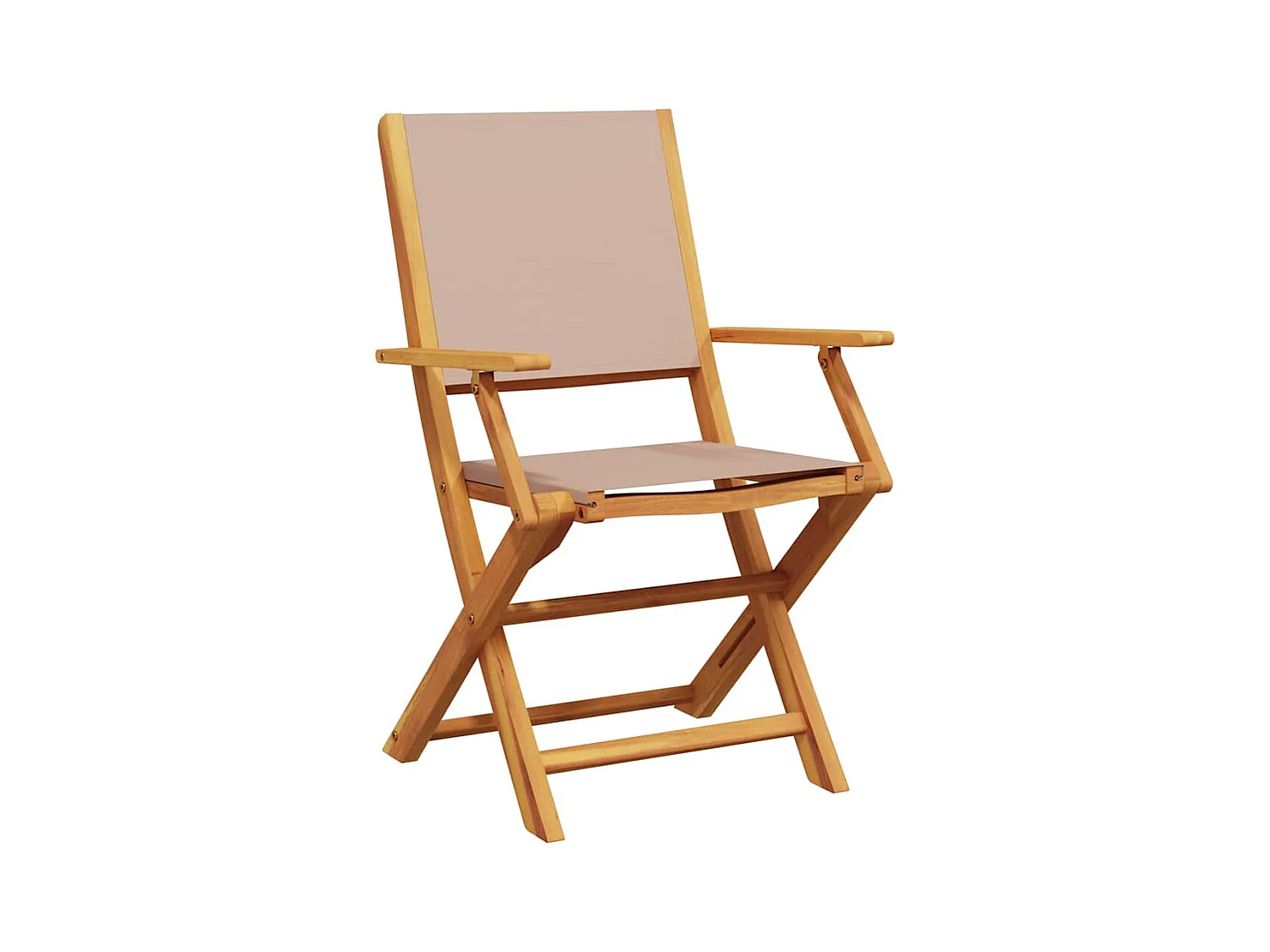 Set di 2 sedie da giardino in legno massello di acacia e tessuto color tortora