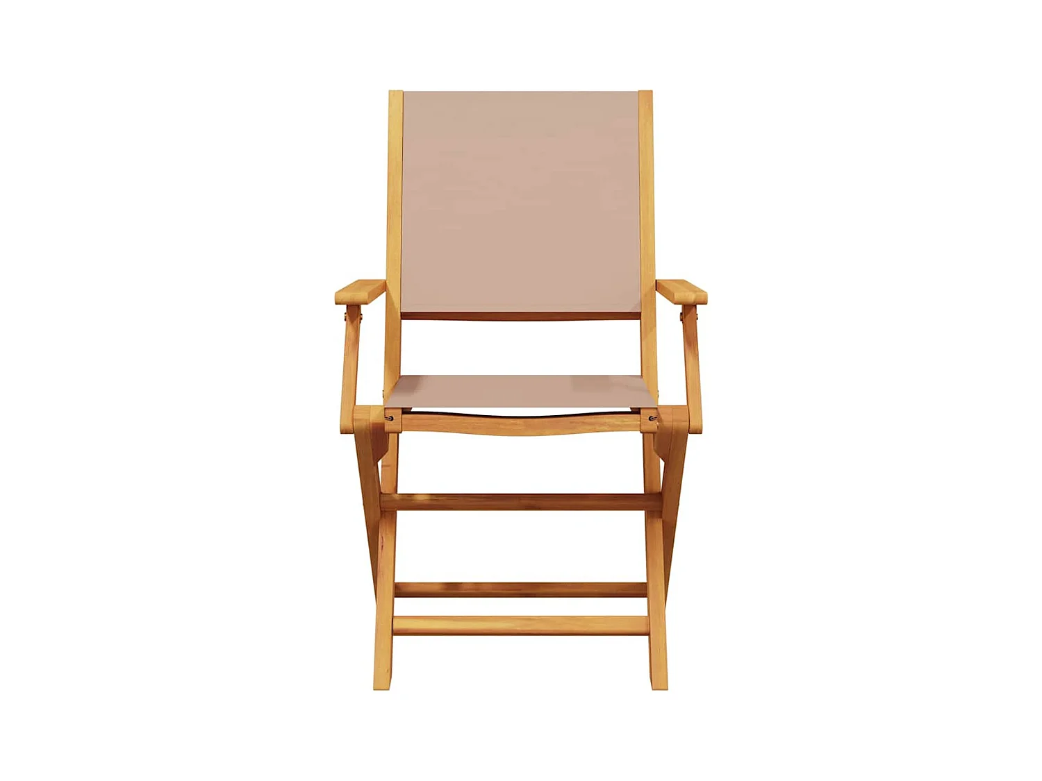 Set di 2 sedie da giardino in legno massello di acacia e tessuto color tortora