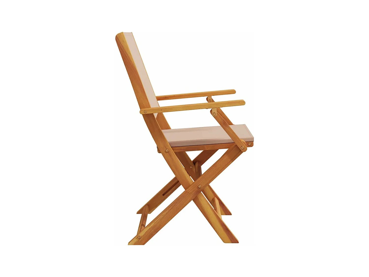 Set di 2 sedie da giardino in legno massello di acacia e tessuto color tortora