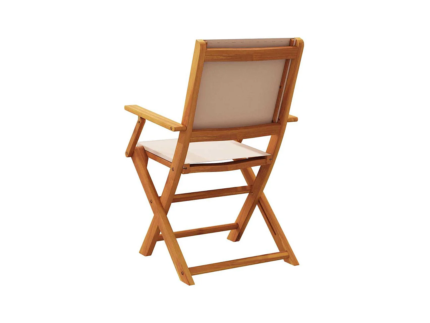Set di 2 sedie da giardino in legno massello di acacia e tessuto color tortora