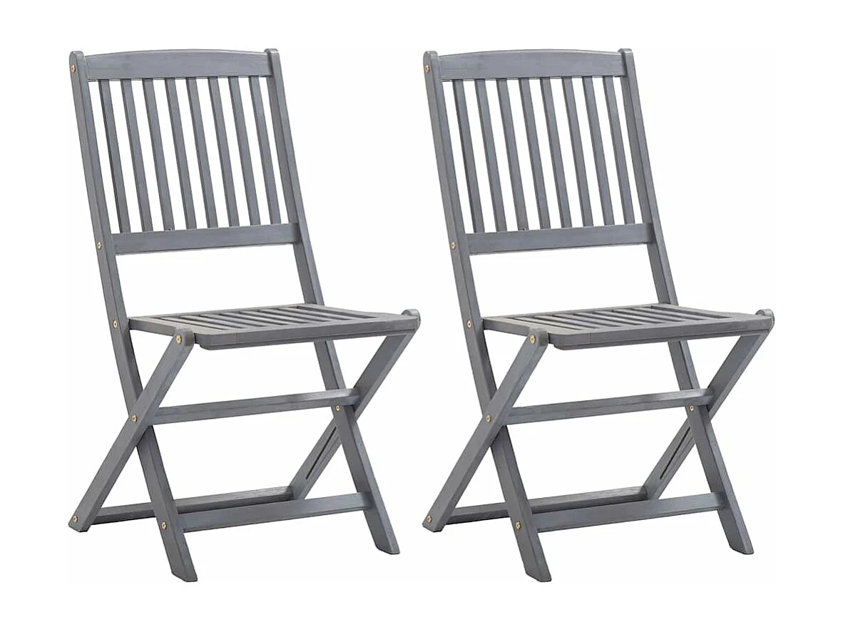 Chaises pliables d'extérieur lot de 2 et coussins Bois d'acacia