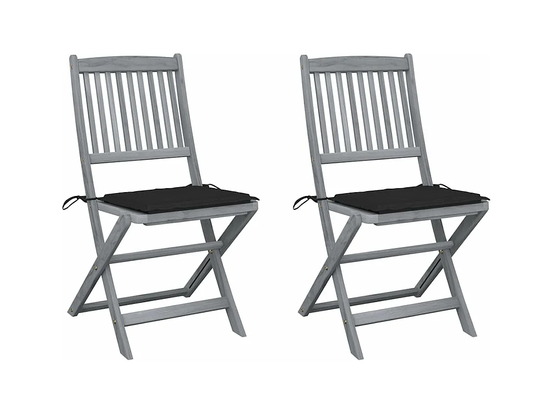 Outdoor Klappstühle 2er Set und Auflagen Akazienholz