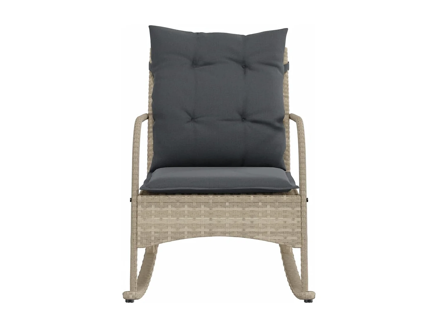 Sedia a dondolo da giardino con cuscini in polyrattan grigio chiaro