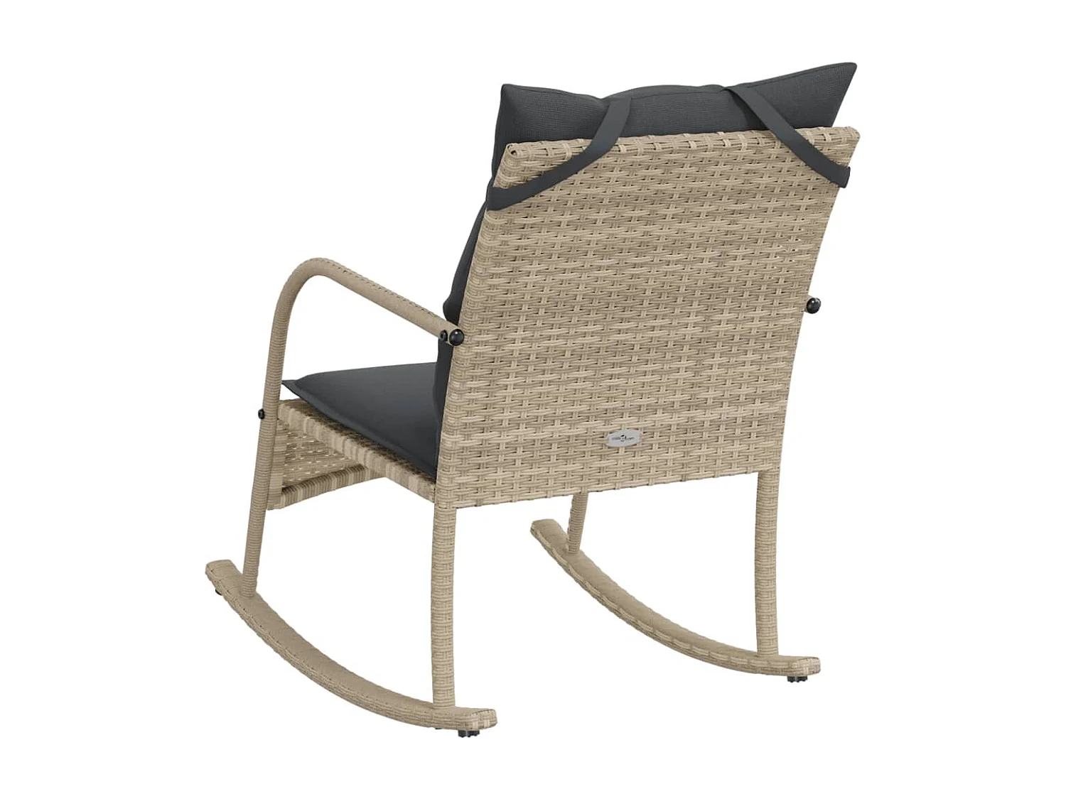 Sedia a dondolo da giardino con cuscini in polyrattan grigio chiaro