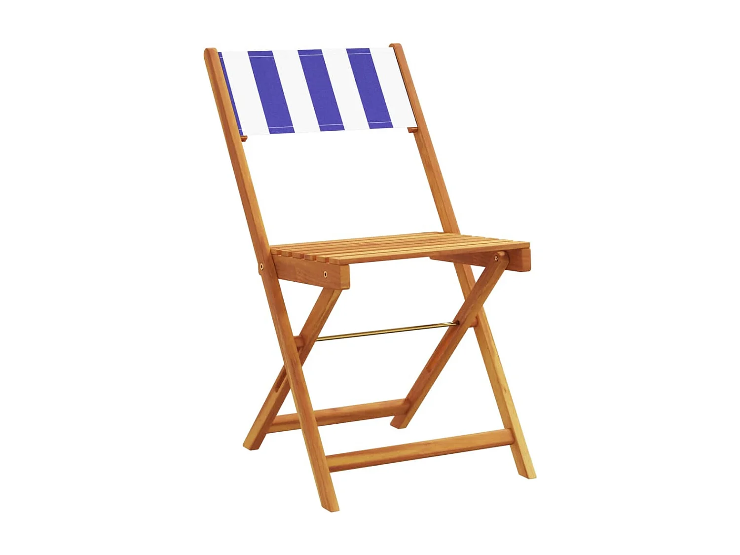 Chaises de bistrot lot de 2 bleu/blanc bois acacia massif tissu