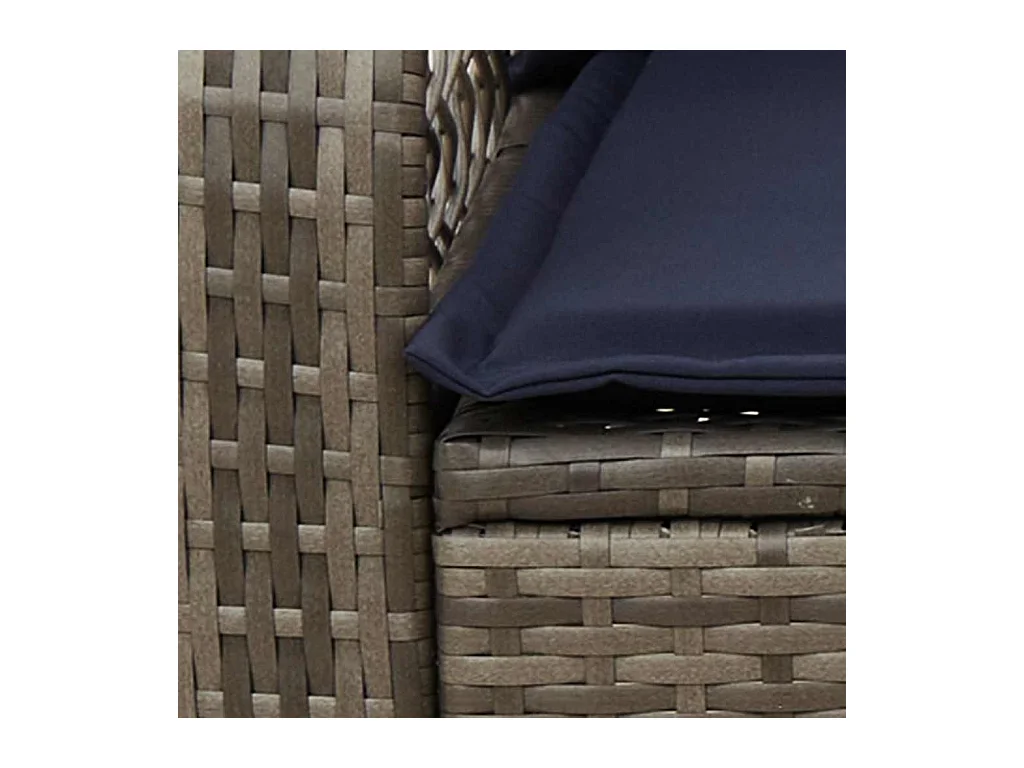 Chaise à bascule de jardin avec coussins gris résine tressée