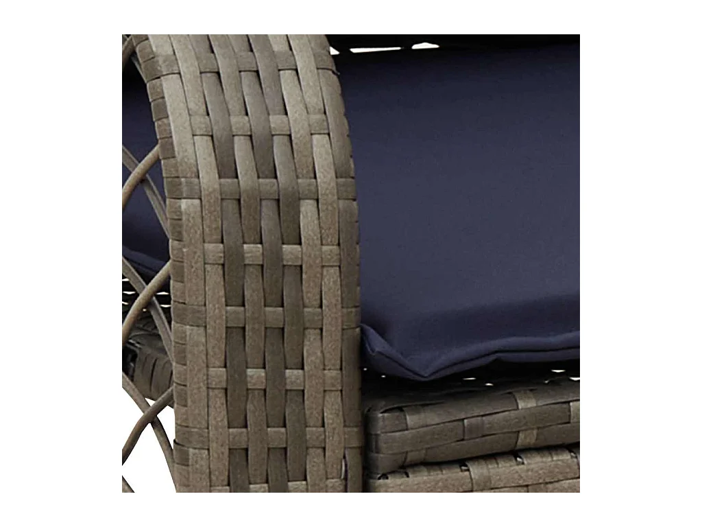 Chaise à bascule de jardin avec coussins gris résine tressée