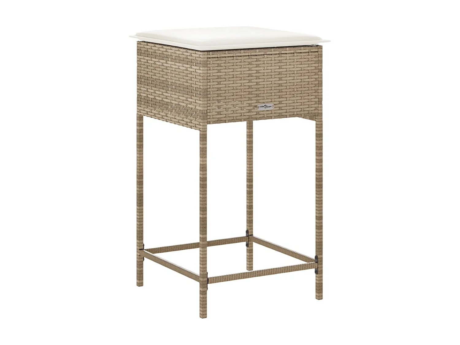 Tabourets de bar jardin avec coussins lot de 2 beige poly rotin