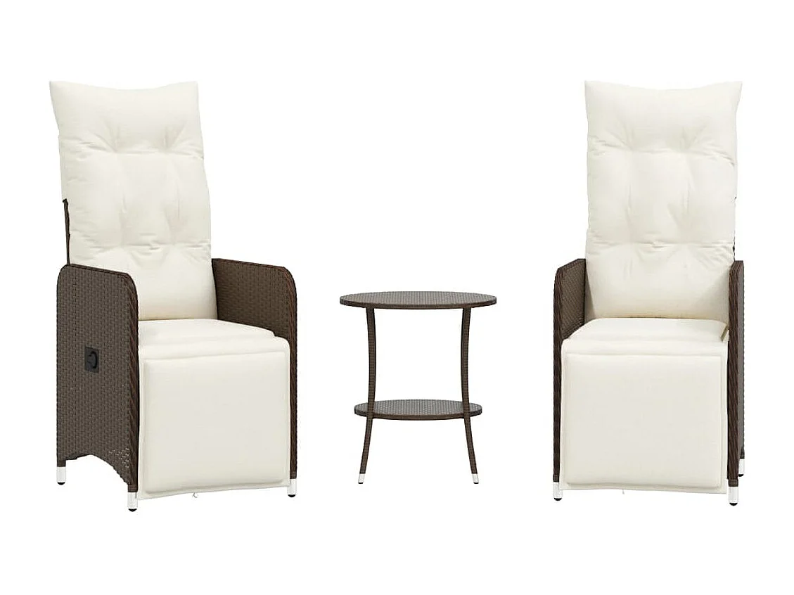 Chaises de jardin inclinables lot de 2 et table résine tressée