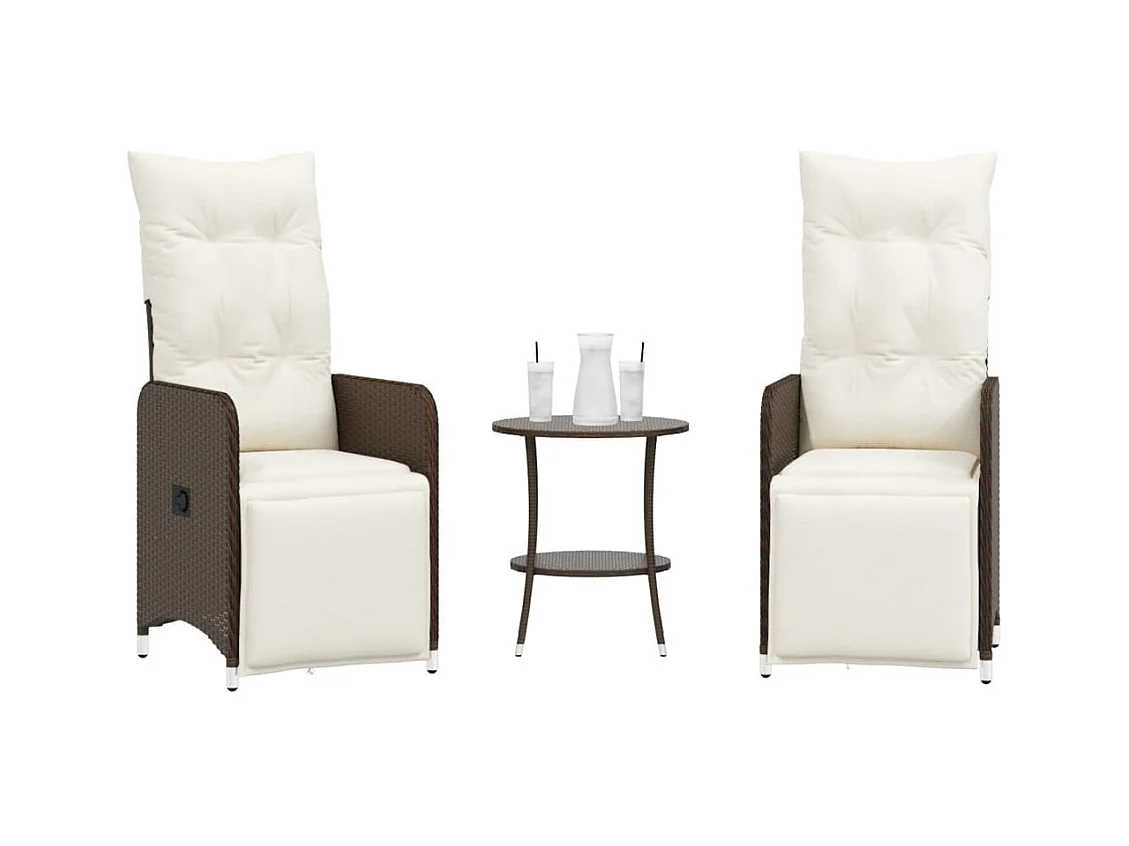 Chaises de jardin inclinables lot de 2 et table résine tressée