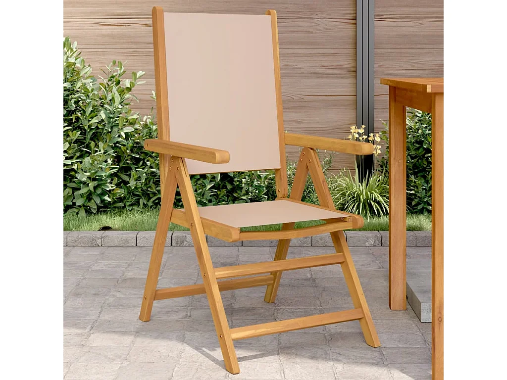 Gartenstühle 2er Set Taupe Massivholz Akazie und Stoff