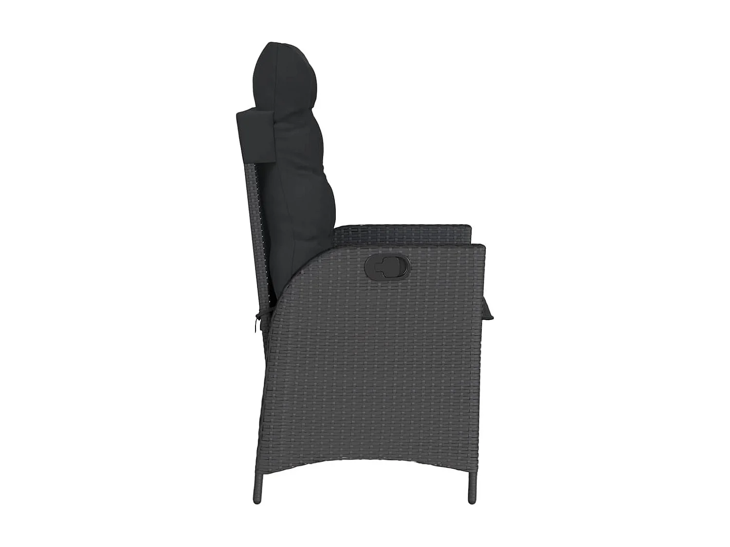 Chaise inclinable de jardin avec coussins noir résine tressée