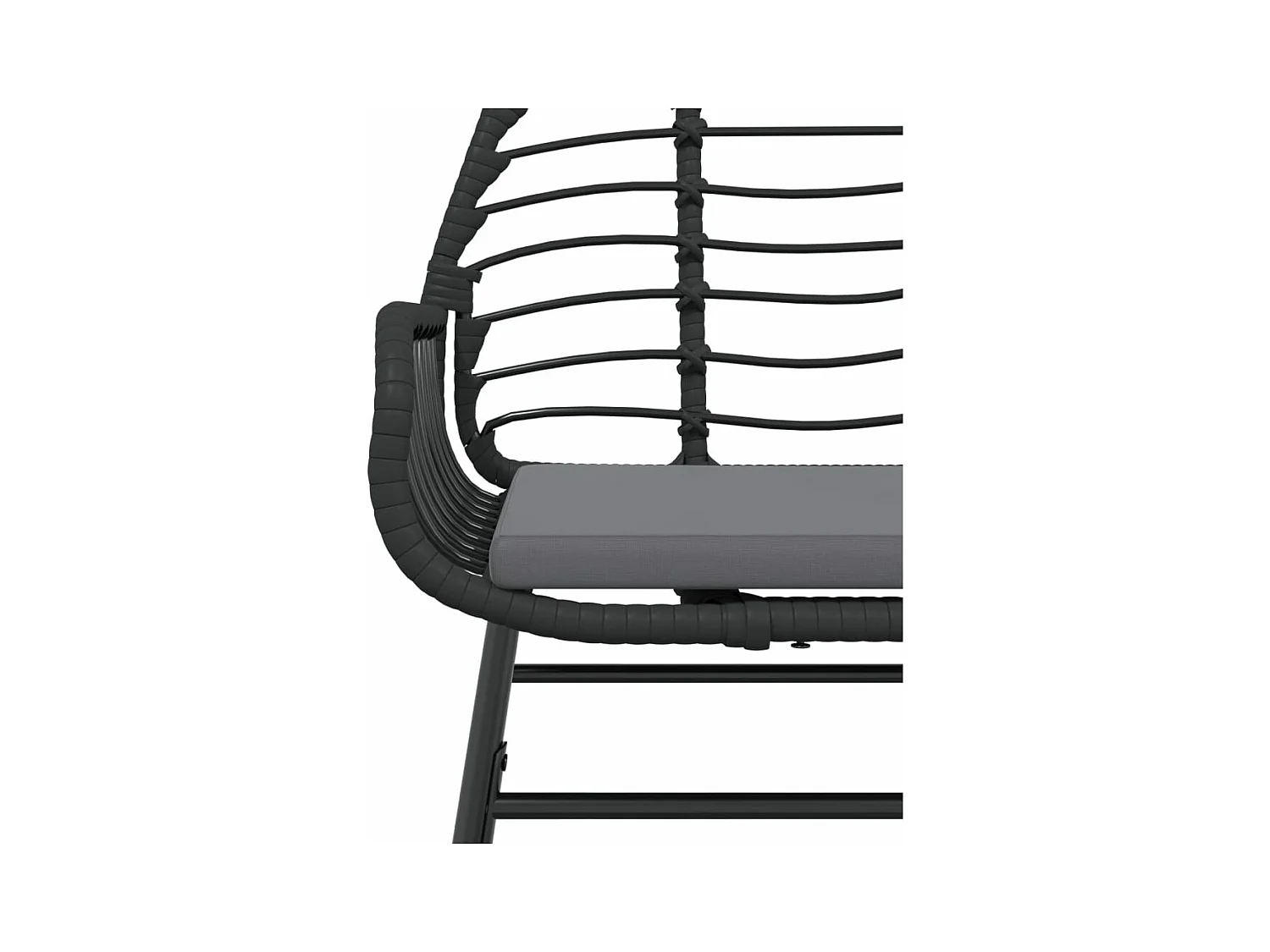 Conjunto de 2 cadeiras de jardim com almofadas pretas em resina trançada