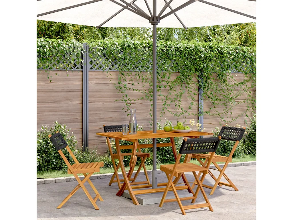 Chaises de jardin pliantes lot de 4 noir poly rotin bois massif
