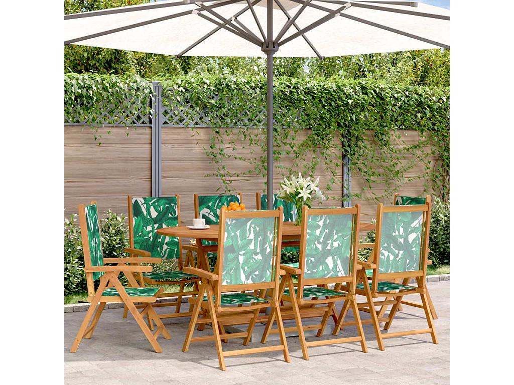 Chaises inclinables de jardin lot de 8 vert tissu bois massif