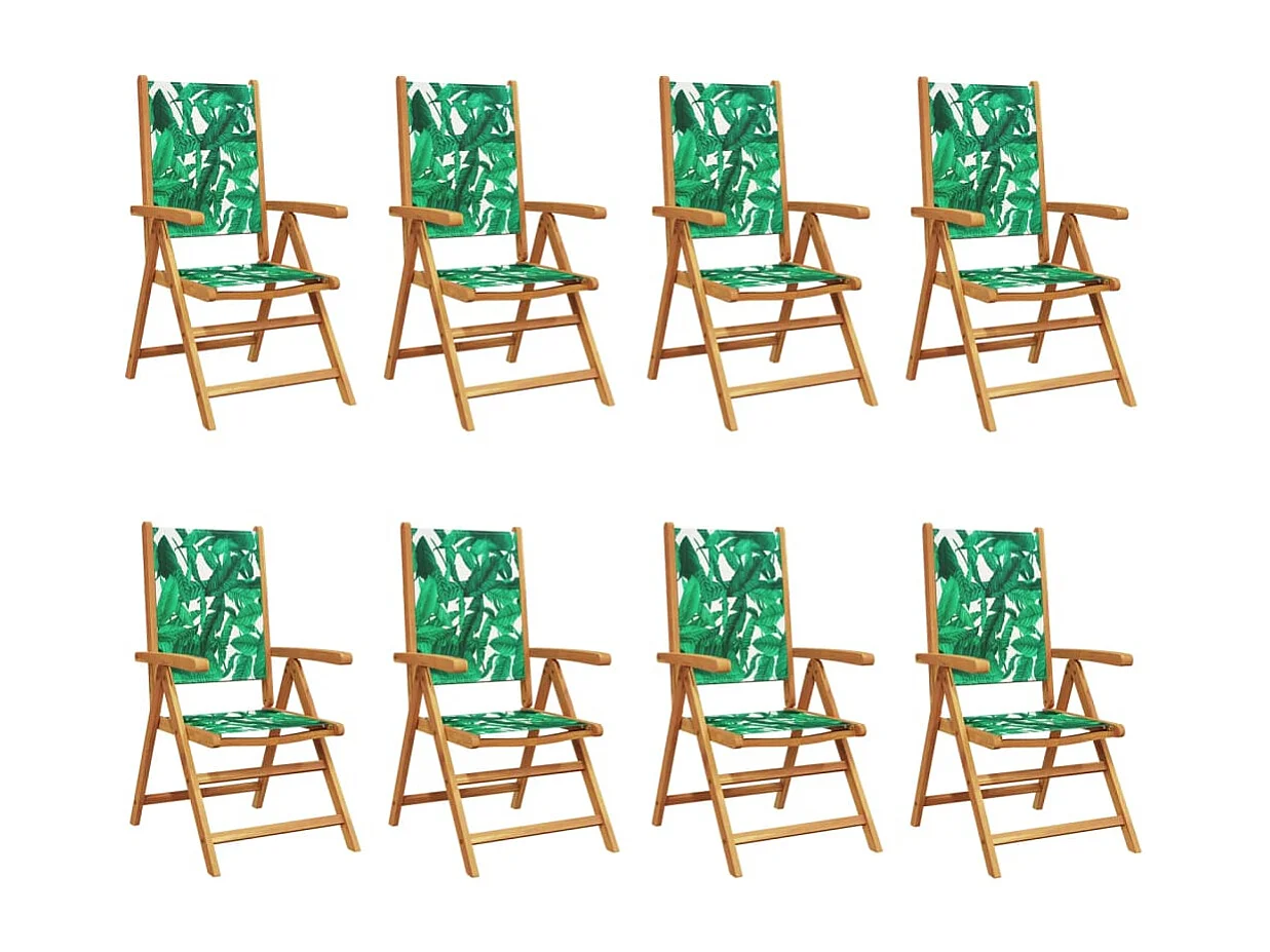 Chaises inclinables de jardin lot de 8 vert tissu bois massif
