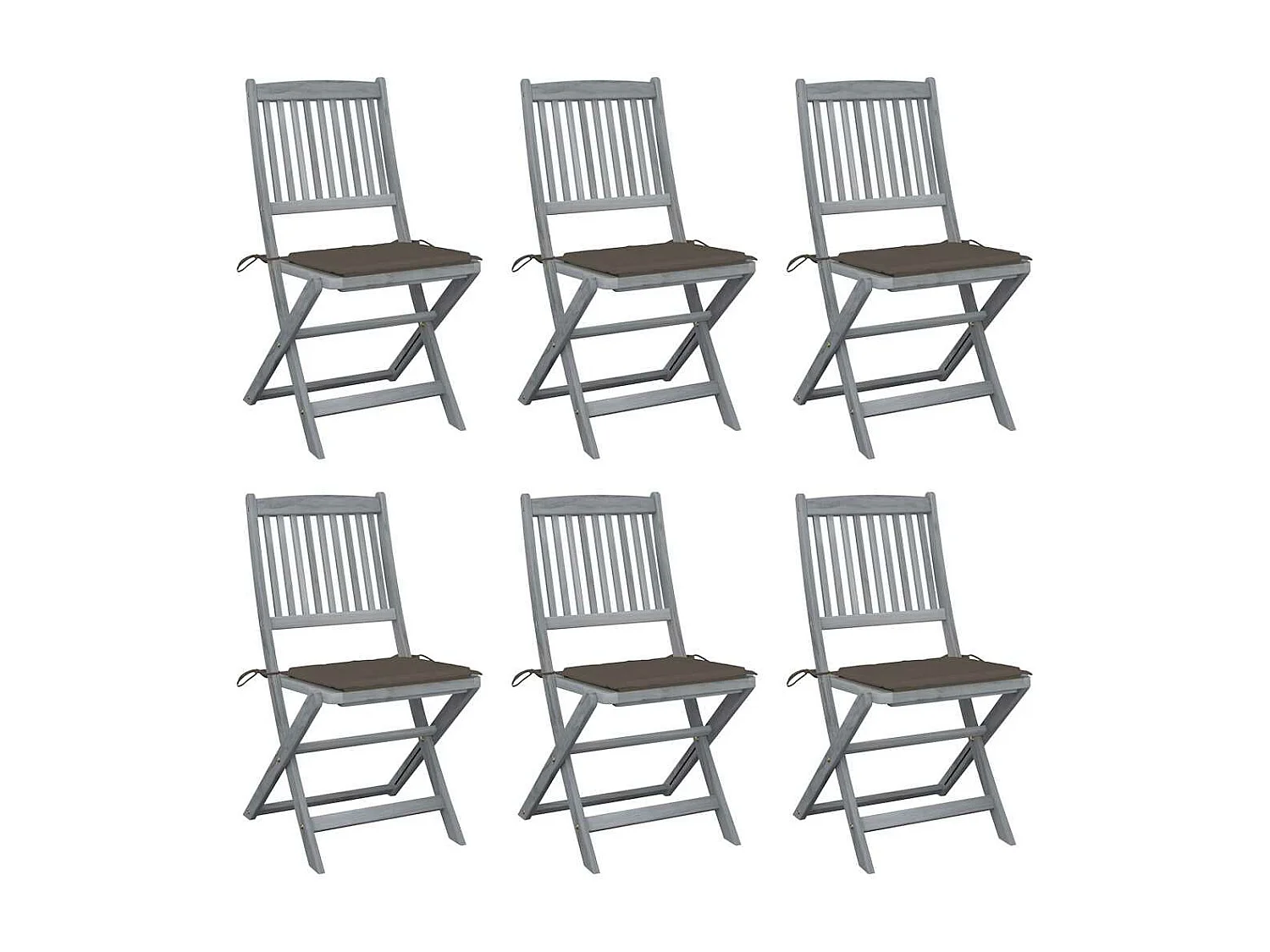 Chaises pliables d'extérieur lot de 6 et coussins Bois d'acacia