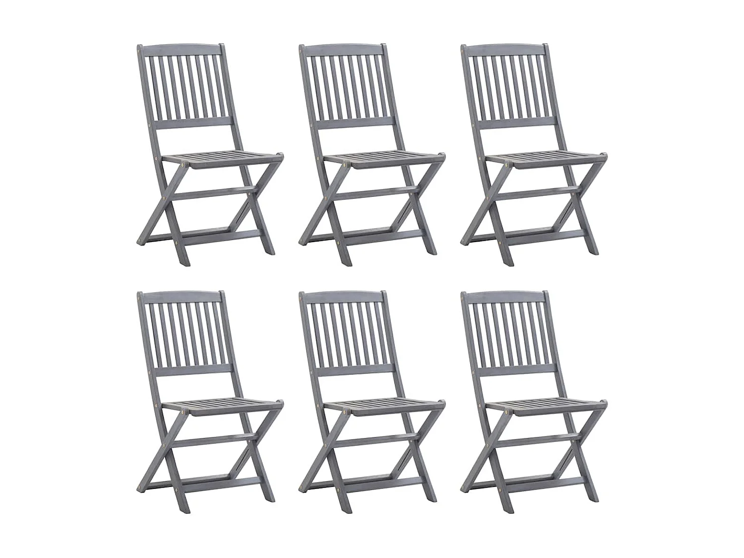 Chaises pliables d'extérieur lot de 6 et coussins Bois d'acacia