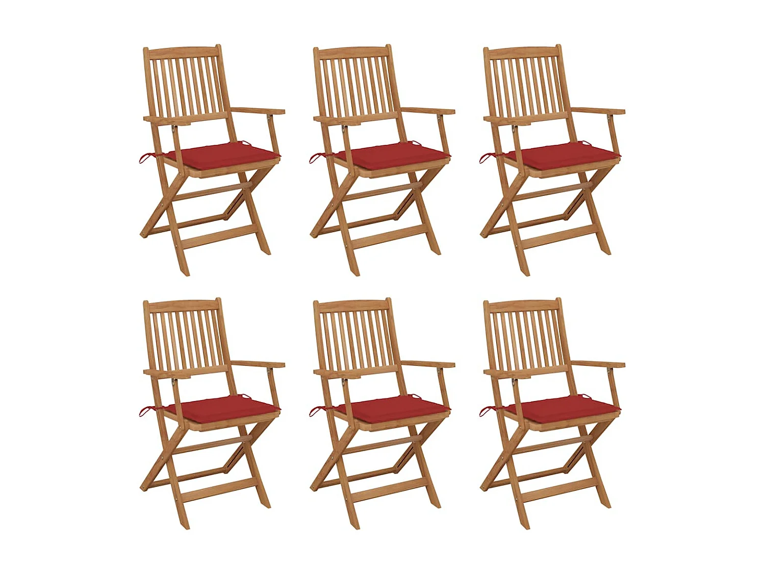 Klappbare Gartenstühle 6er Set mit Auflagen Akazienholz