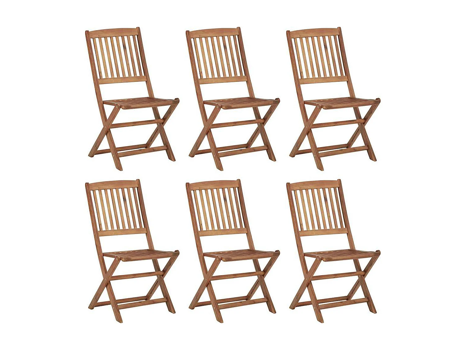 Chaises pliables de jardin lot de 6 avec coussins Bois d'acacia