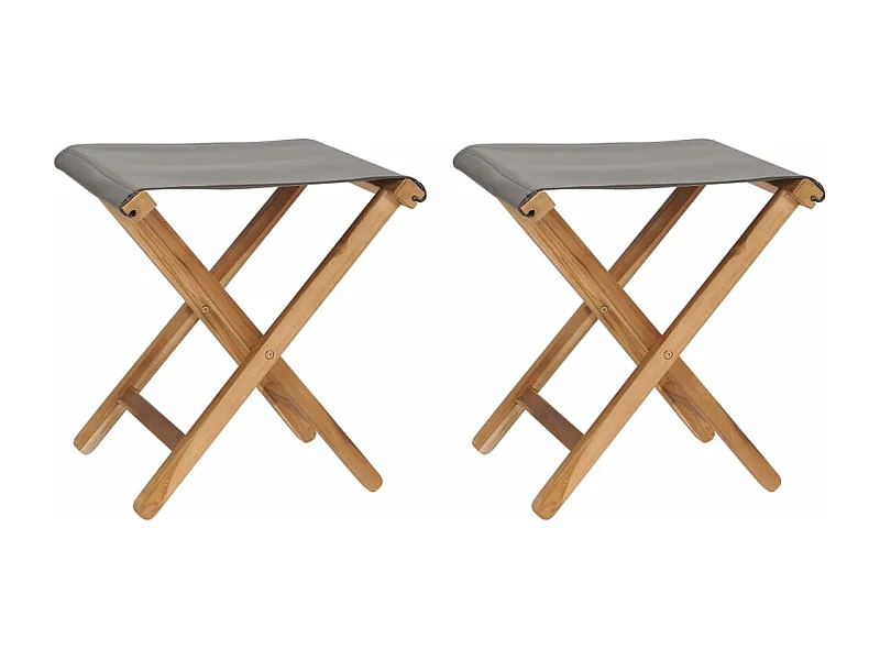 Klappstühle 2er-Set Massivholz Teak und dunkelgrauer Stoff
