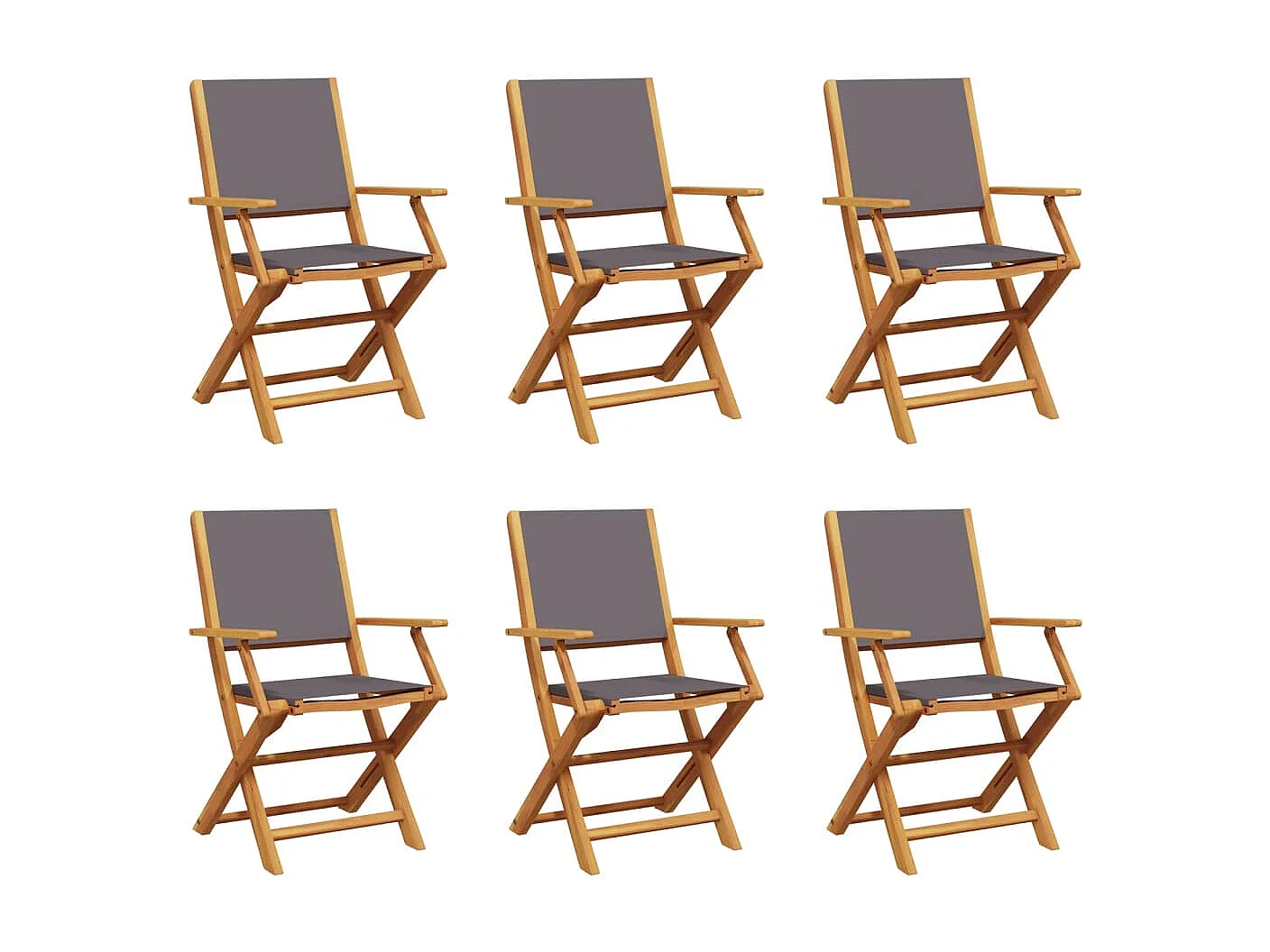 Chaises de jardin pliantes lot de 6 tissu et bois massif