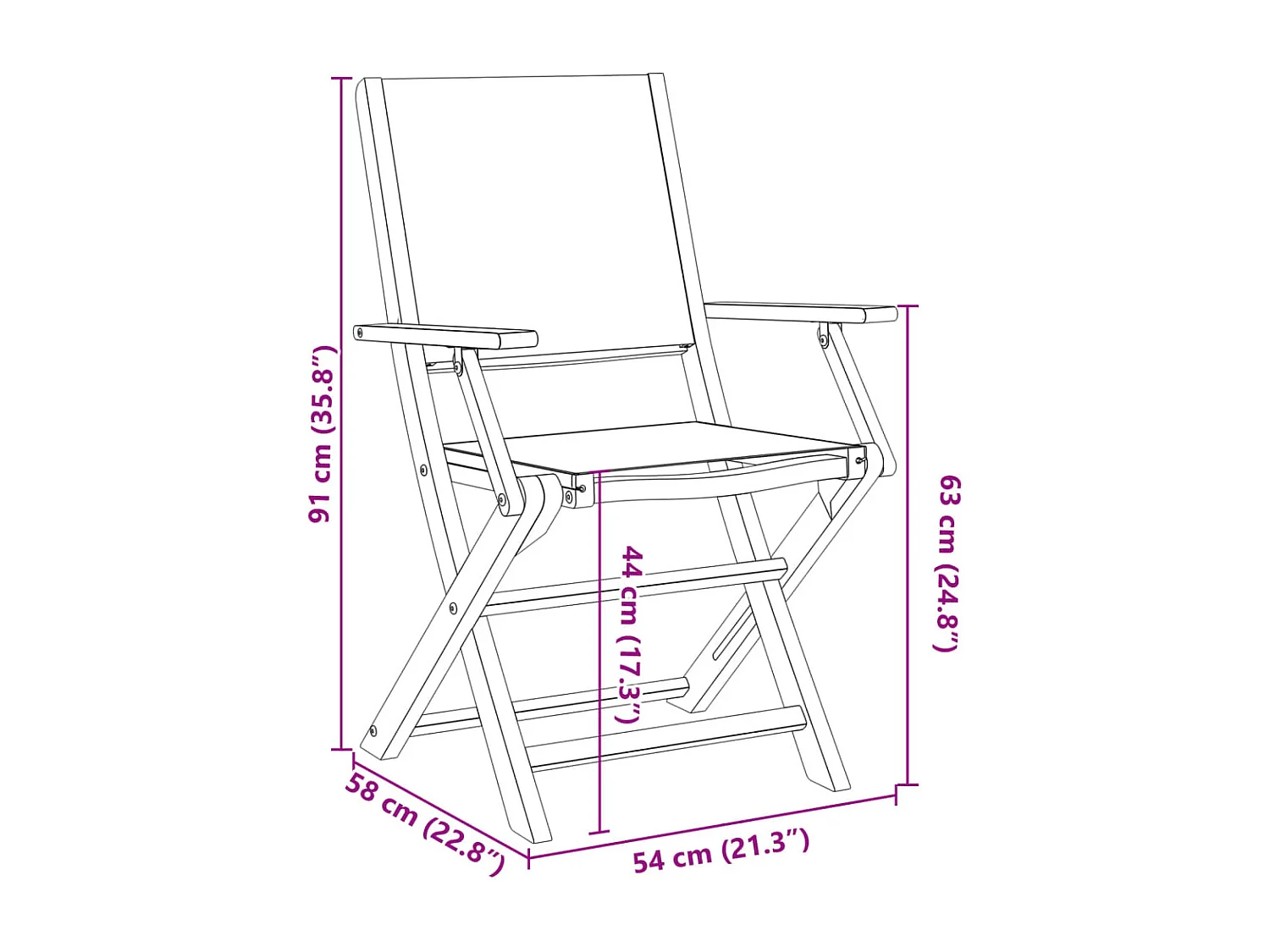 Chaises de jardin pliantes lot de 6 tissu et bois massif