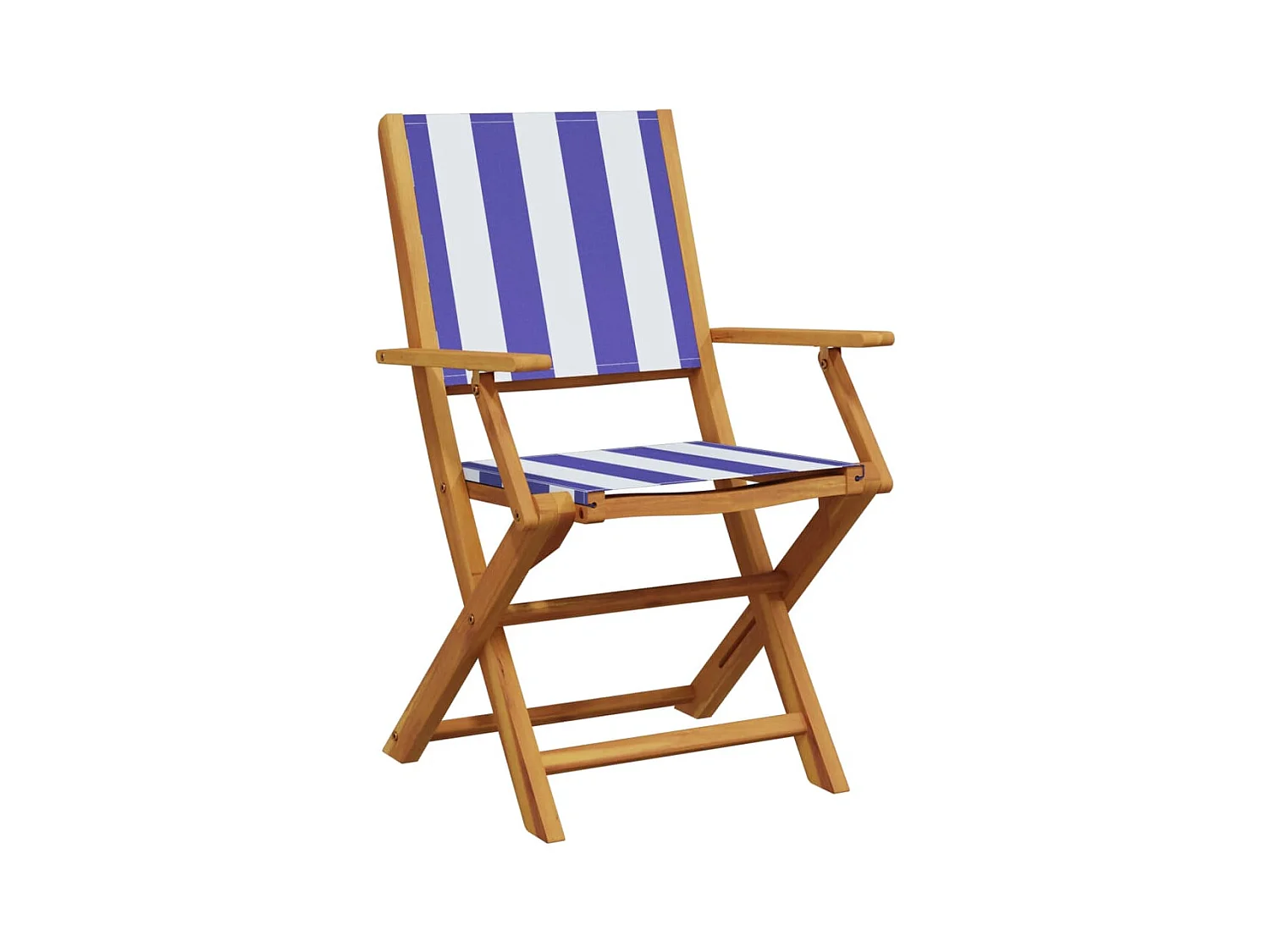 Chaises de jardin lot de 2 bleu/blanc bois acacia massif tissu