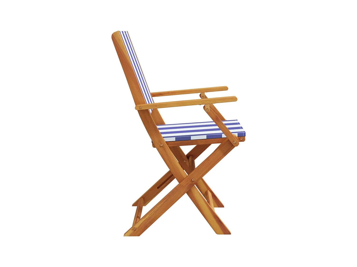 Chaises de jardin lot de 2 bleu/blanc bois acacia massif tissu