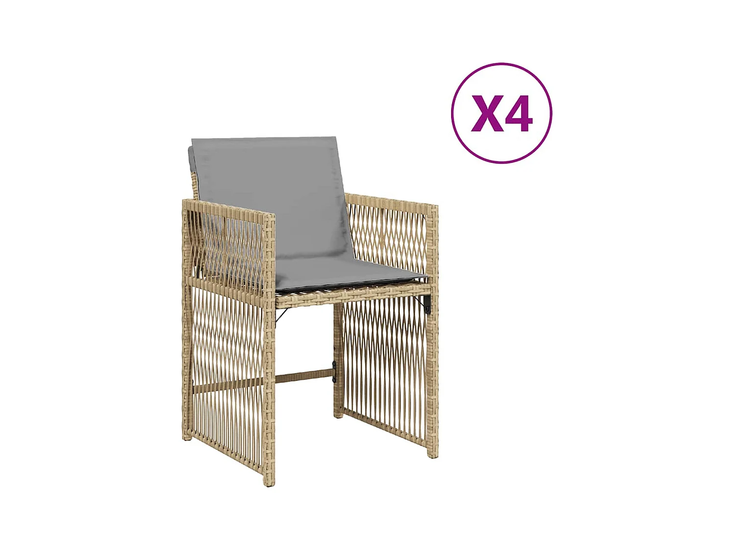 Chaises de jardin avec coussins lot de 4 mélange beige