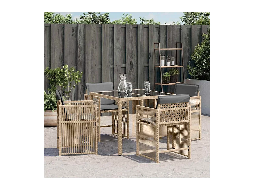 Chaises de jardin avec coussins lot de 4 mélange beige