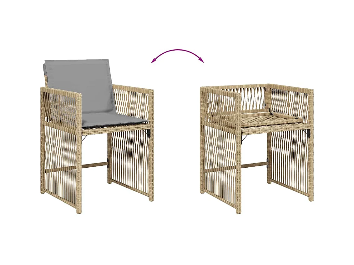 Chaises de jardin avec coussins lot de 4 mélange beige