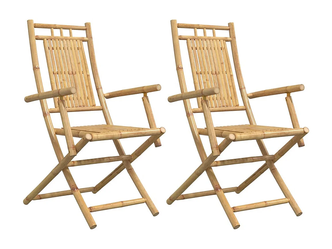 Chaises pliables de jardin lot de 2 53x66x99 cm bambou