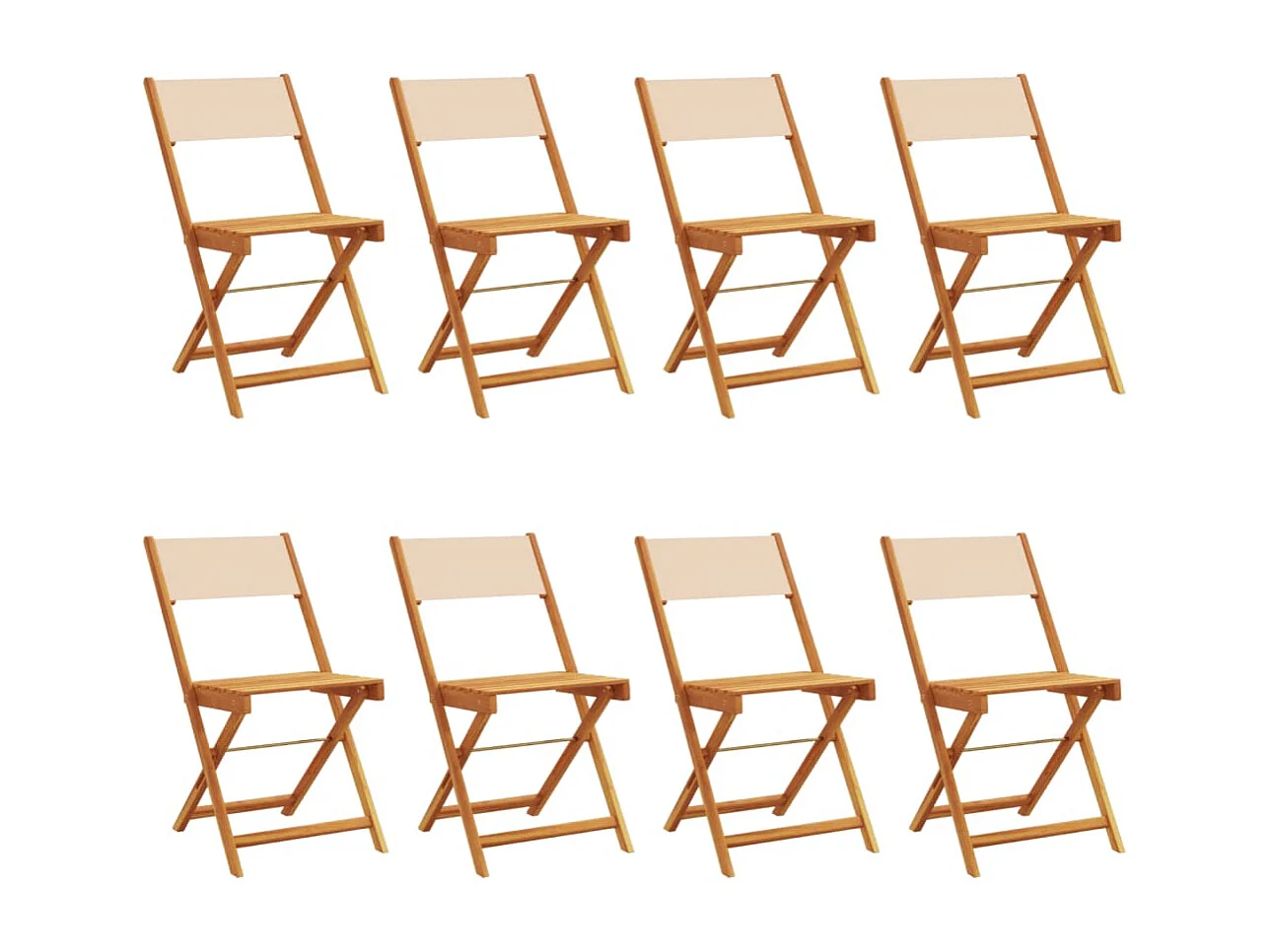 Chaises de jardin pliantes lot de 8 beige tissu et bois massif