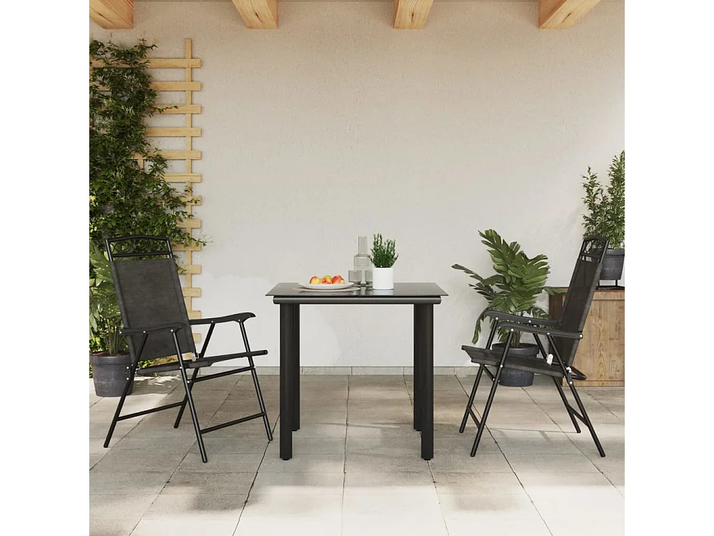 Klappbare Gartenstühle 2er-Set aus Stahl und Textilene