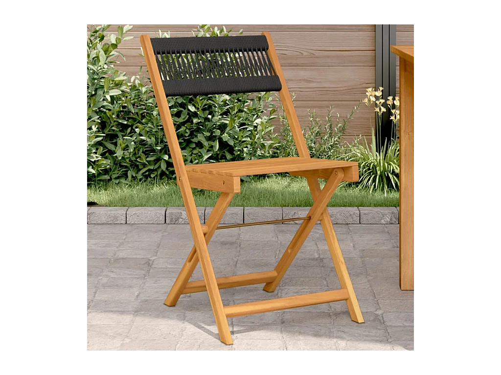 Chaises de bistrot lot de 2 noir bois d'acacia et corde