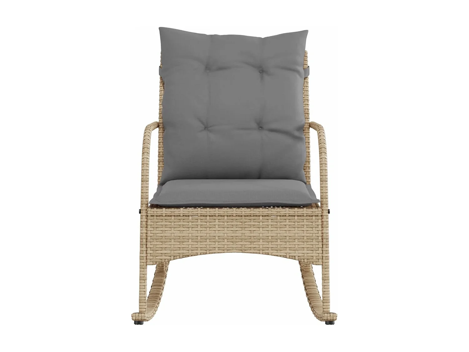 Chaise à bascule de jardin avec coussins beige résine tressée