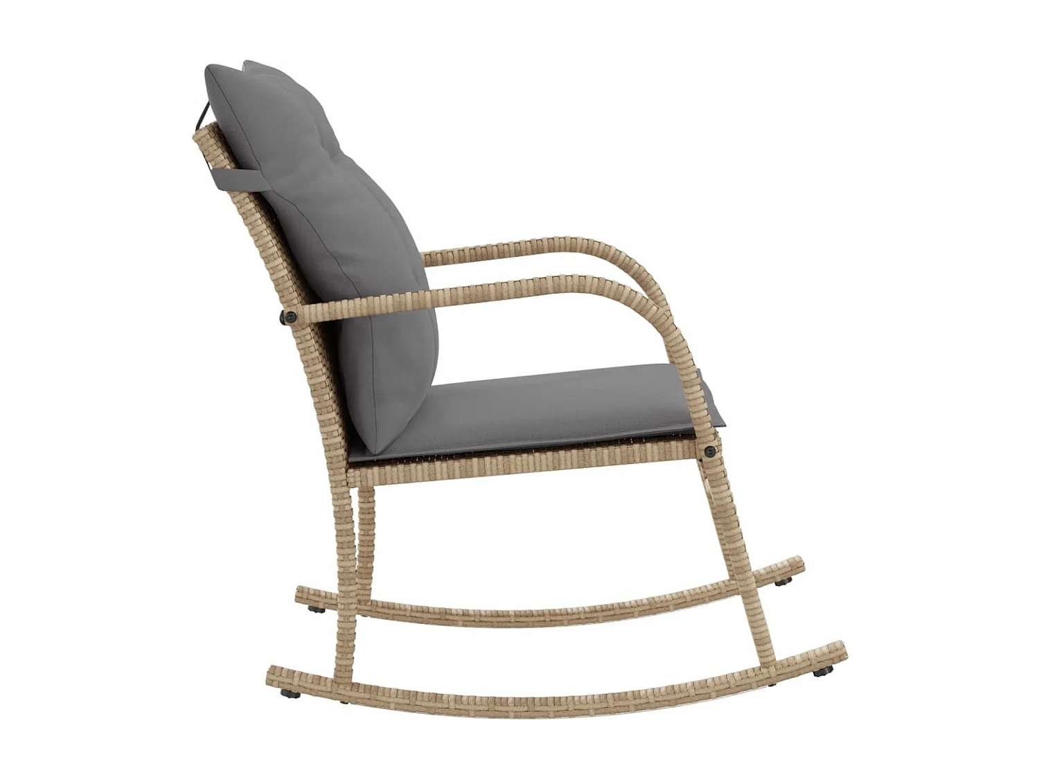 Chaise à bascule de jardin avec coussins beige résine tressée