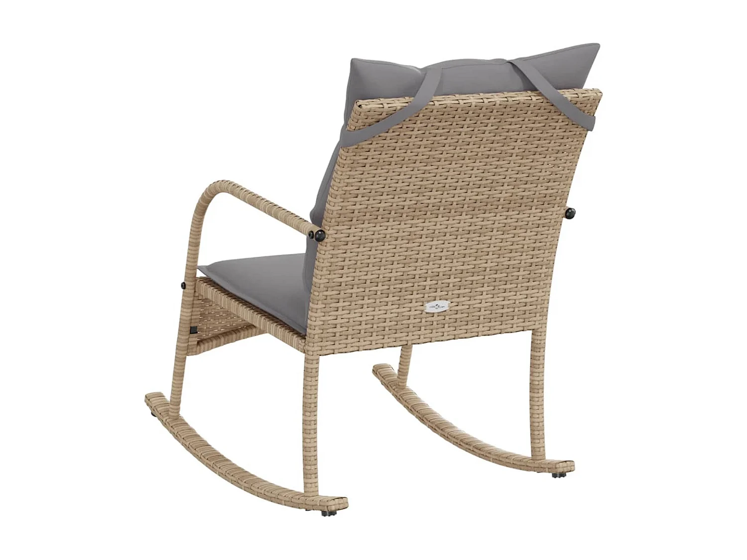 Chaise à bascule de jardin avec coussins beige résine tressée