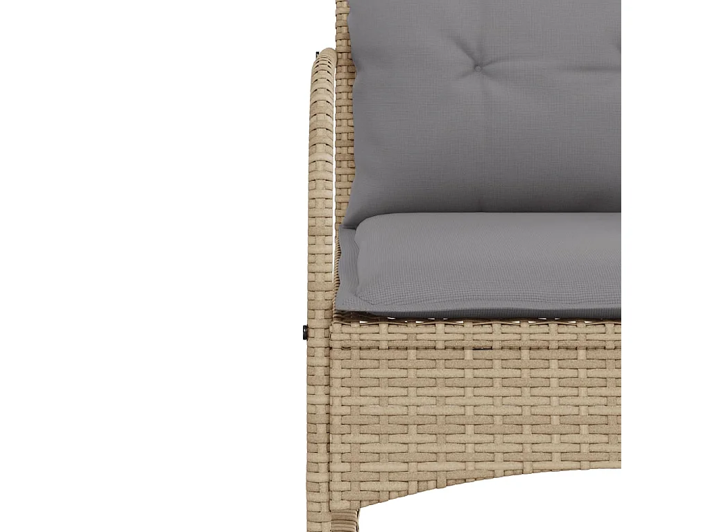 Chaise à bascule de jardin avec coussins beige résine tressée